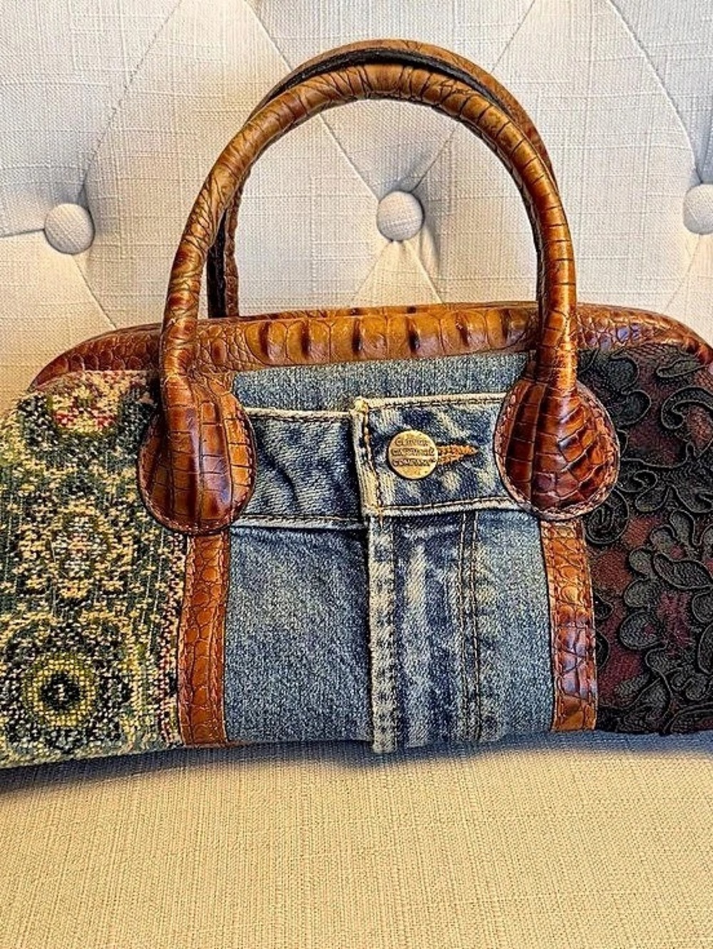 Clever Carriage Company Patchwork Tote in Brown & Black Like New